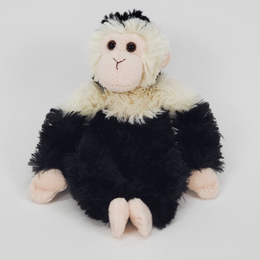 Aurora World Black‎ White Monkey Plush Stuffed Animal Shaggy 7.5 Inch